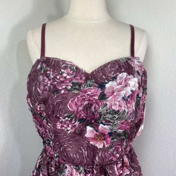 BCX Fit n Flare Floral Party Dress 13 Sweetheart Neckline Textured Cutouts Macys - Picture 2 of 15
